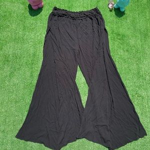 Black Slit-Leg Pants w/ Crocheted Waistband